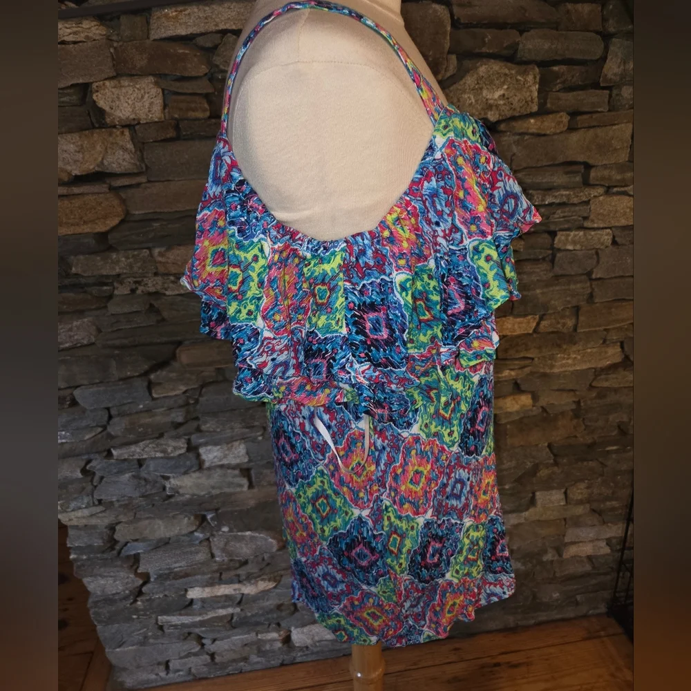 Hailey Lyn NWT Colorful Patterned Women's Off Shoulder With Straps Top - Picture 11 of 11